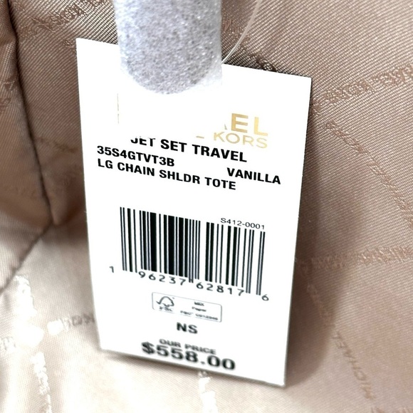 Michael Kors Large Jet Set Travel Chain Shoulder Bag Vanilla (NWT) - Picture 12 of 12